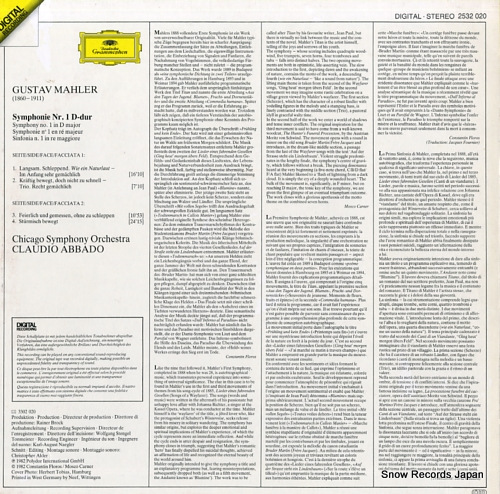 ABBADO, CLAUDIO mahler; symphonie no.1 2532020