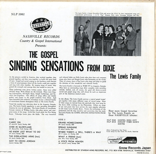LEWIS FAMILY, THE the gospel singing sensations from dixie NLP2062