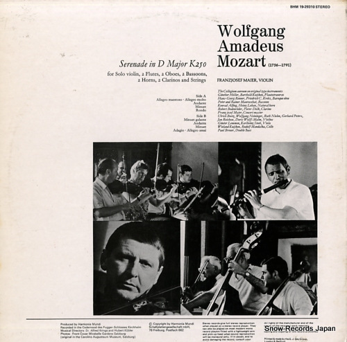 MAIER, FRANZJOSEF mozart; haffner serenade in d major k250 BHM19-29310 - back cover