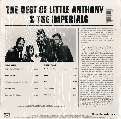 ANTHONY, LITTLE, AND THE IMPERIALS the best of little anthony and the imperials LN-10133