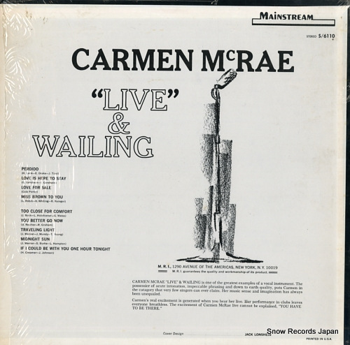 MCRAE, CARMEN live & wailing S/6110