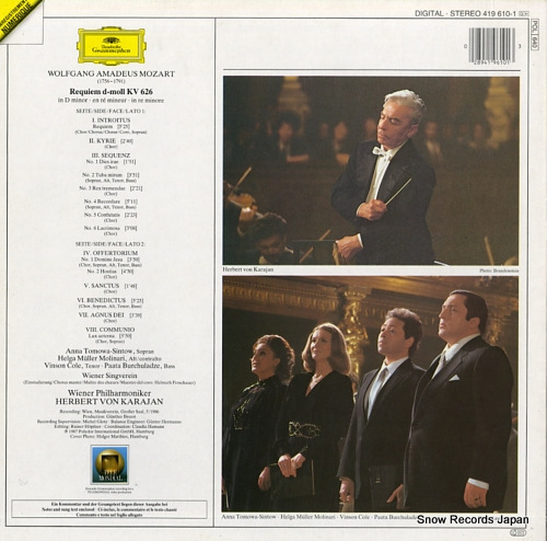 KARAJAN, HERBERT VON mozart; requiem 419610-1
