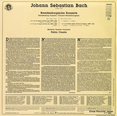 CASALS, PABLO bach; brandenburgische konzerte nos 4-5-6 CBS60252