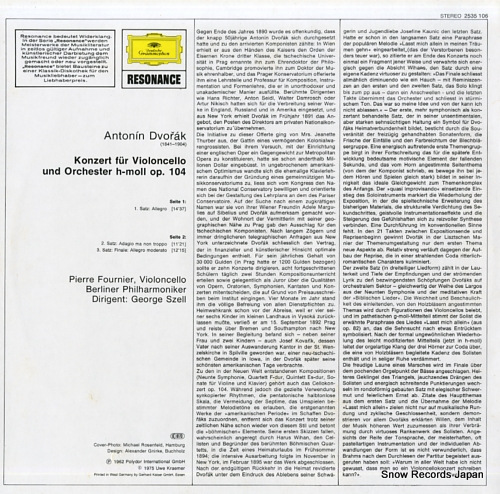 ԥ롦ե˥ dvorak; cellokonzert 2535106