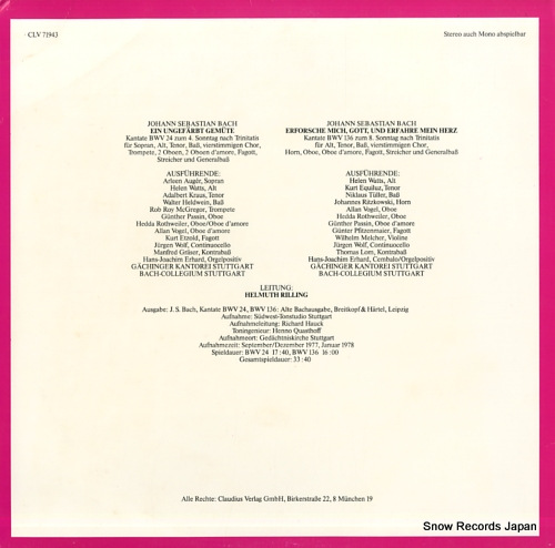 إࡼȡ die bach kantate / bwv 24 ein ungefarbt gemute CLV71943