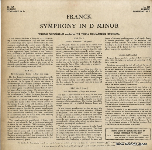FURTWANGLER, WILHELM franck; symphony in d minor LL967