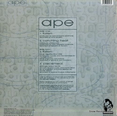 A.P.E. fallen ep DOR045 - back cover