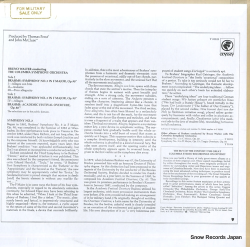 ֥롼Ρ륿 brahms; symphony no.3 / academic festival overture Y32225