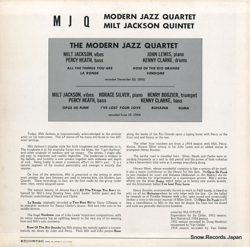 JACKSON, MILT modern jazz quartet LPJ-70009