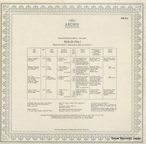 롦ܥץĥ bach; werke fur flote i 198412