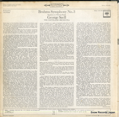 SZELL, GEORGE brahms; symphony no.3 MS6685