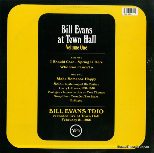 EVANS, BILL bill evans at town hall volume one 831271-1