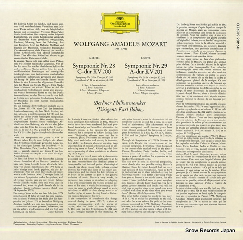 BOHM, KARL mozart; symphonien nr.28 & 29 139406