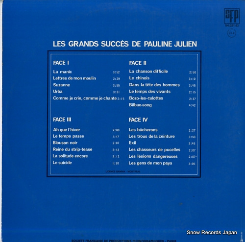 JULIEN, PAULINE les grands success de pauline julien SFP54.021-22
