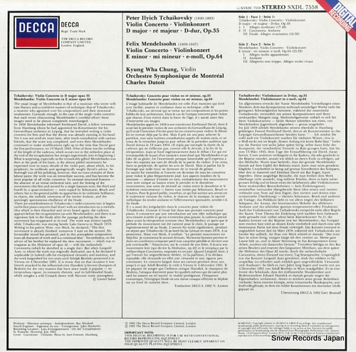 CHUNG, KYUNG-WHA tchaikovsky / mendelssohn; violin concertos SXDL7558
