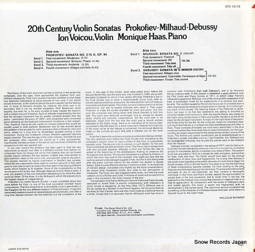 VOICOU, ION prokofiev / milhaud / debussy; 20th century violin sonatas STS15175