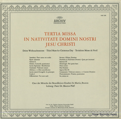 PFAFF, MAURUS tertia missa in nativitate domini nostri jesu christi 198036