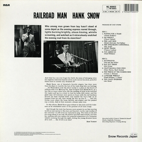 SNOW, HANK railroad man NL90003
