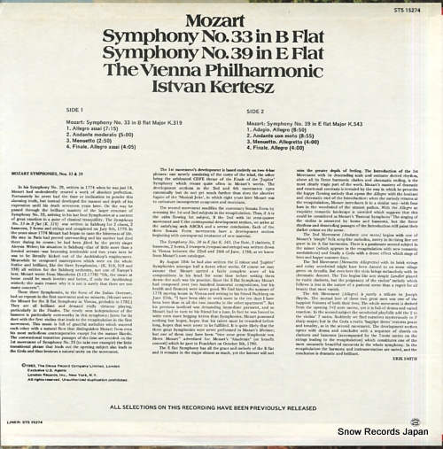 KERTESZ, ISTVAN mozart; symphony no.33 & 39 STS15274