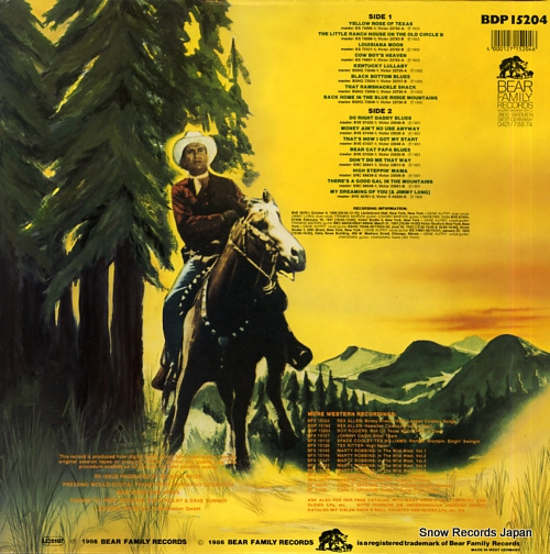 AUTRY, GENE yellow rose of texas BDP15204 - back cover