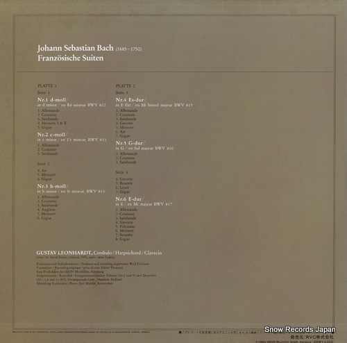 LEONHARDT, GUSTAV bach; franzosische suiten RSL-3015-16