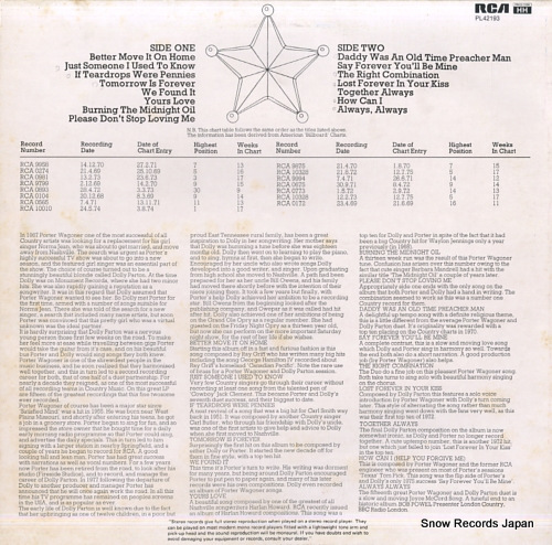 PARTON, DOLLY, AND PORTER WAGONER the hits of porter 'n' dolly PL42193