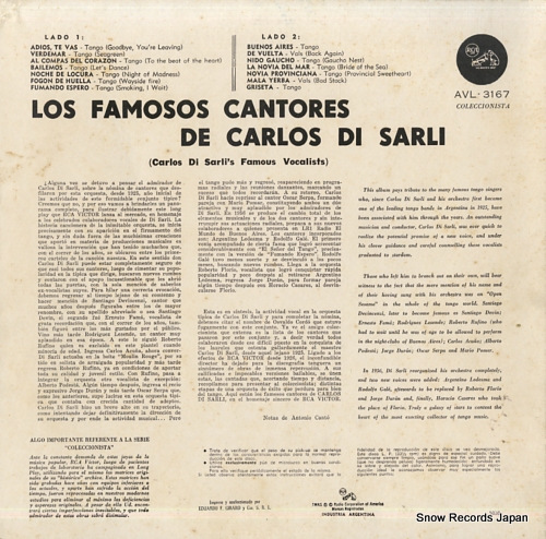DI SARLI, CARLOS los famosos cantores de carlos di sarli AVL-3167