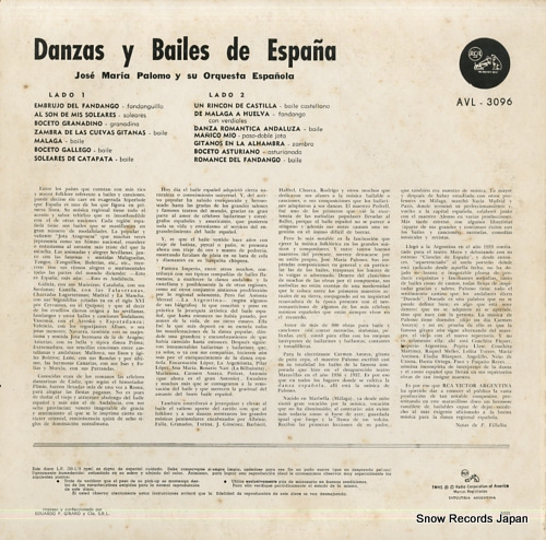 PALOMO, JOSE MARIA danzas y bailes de espana AVL-3096 - back cover