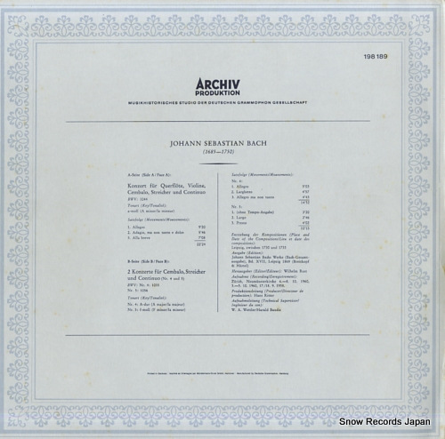 BAUMGARTNER, RUDOLF bach; triple concerto bwv1044 198189
