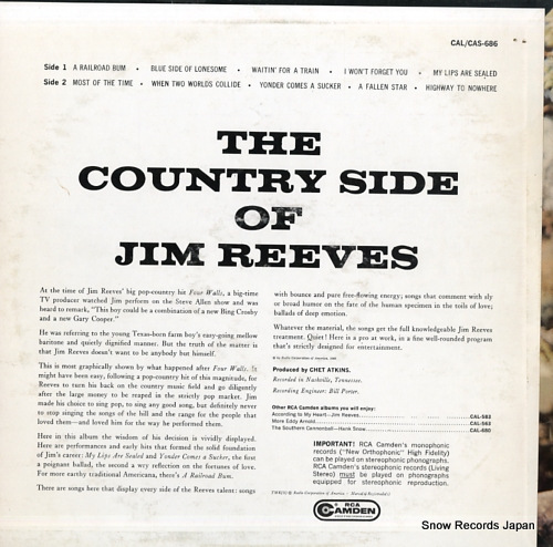 REEVES, JIM the country side of jim reeves CAL686