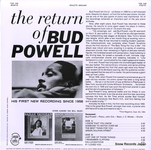Хɡѥ the return of bud powell FSR-545/SR-52115