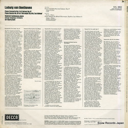 ASHKENAZY, VLADIMIR beethoven; piano concerto no.3 SXL6653