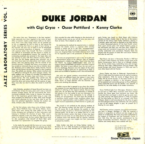JORDAN, DUKE jazz laboratory series vol.1 SOPU30-SY