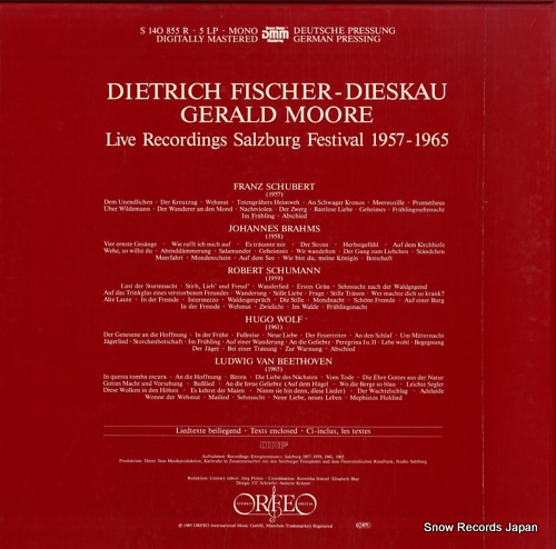 FISCHER-DIESKAU, DIETRICH liederabende salzburger festspiele live 1957-1965 S140855R