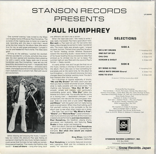HUMPHREY, PAUL me and my drums LPSS540