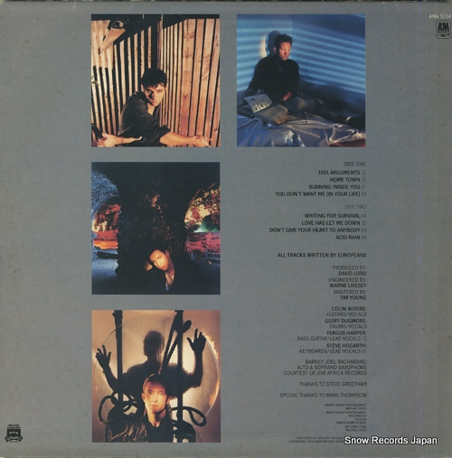 EUROPEANS recurring dreams AMA5034 - back cover