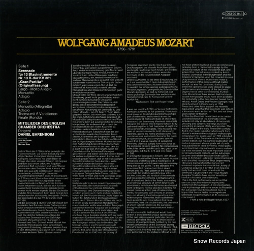 BARENBOIM, DANIEL mozart; serenade fur 13 blaser 1C063-02943Q
