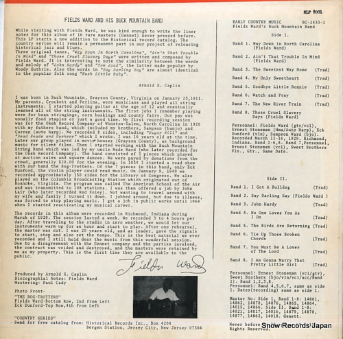WARD, FIELDS early country music HLP-8001