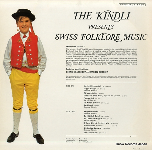 SCHMID BROTHERS' SHOW BAND, THE the kindli presents swiss folklore music LP30-178
