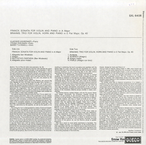 V/A franck; sonata for violin and piano in a major SXL6408