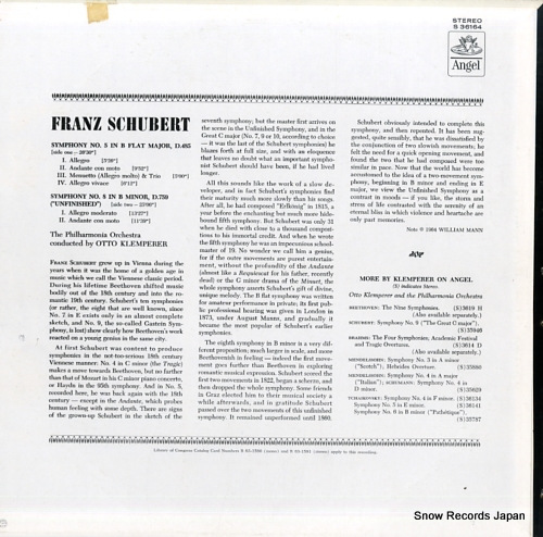 KLEMPERER, OTTO schubert; symphony no.8 in b minor 