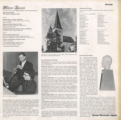 PAROLARI, EGON, AND ALICE JUCKER-BAUMANN heiterer barock (werke für oboe und orgel) PSR40563 - back cover
