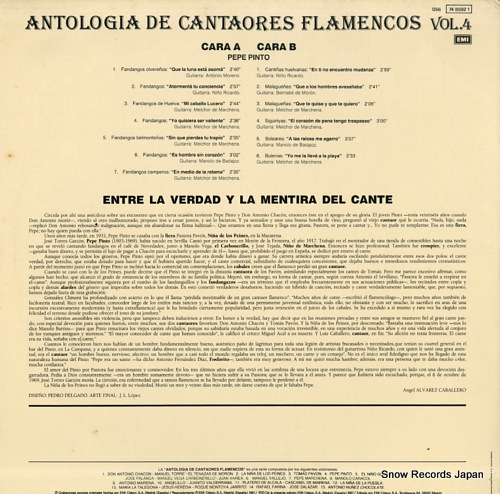 PINTO, PEPE antología de cantaores flamencos vol.4 0567485921 - back cover