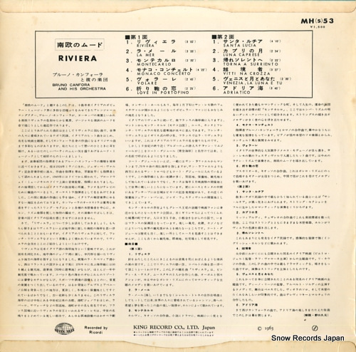 CANFORA, BRUNO, AND HIS ORCHESTRA riviera MH(S)53 - back cover