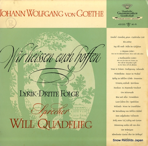 QUADFLIEG, WILL johann wolfgang von goethe