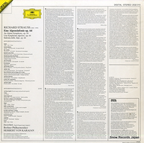 KARAJAN, HERBERT VON richard strauss; eine alpensinfonie 2532015