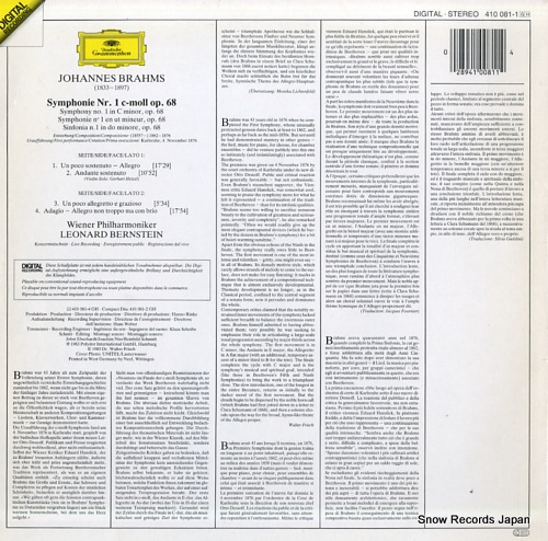 BERNSTEIN, LEONARD brahms; symphonie no. 1 410081-1