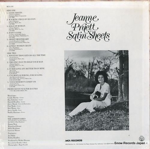 PRUETT, JEANNE satin sheets MCA-338 - back cover