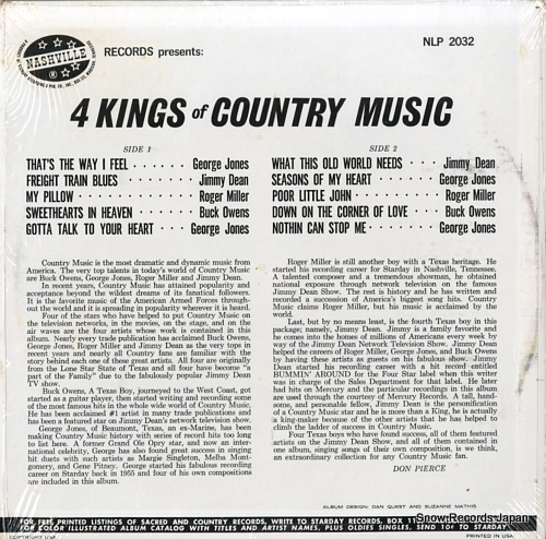 V/A 4 kings of country music NLP2032 - back cover