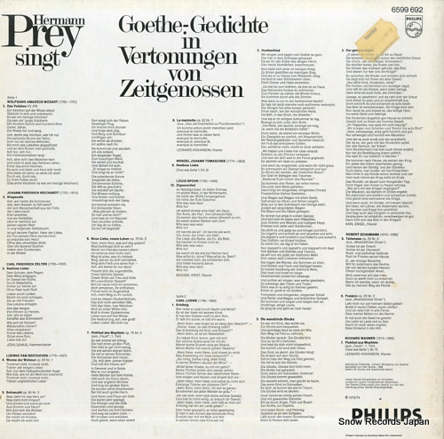PREY, HERMANN hermann prey singt goethe-gedichte in zeitgenossischen vertonungen 6599692